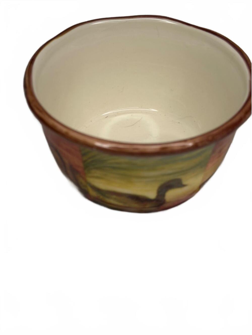 Hand-Painted Ceramic Bowl with Wildlife and Nature Scenes